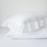 Taie d'oreiller à Volants Lin blanc - Vignette | Maison Cotolune