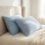 Taies d'oreiller velours Bleu ciel - Vignette | Maison Cotolune