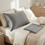 Taie d'oreiller en satin Gris foncé - Vignette | Maison Cotolune