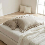 Taie d'oreiller à Volants Beige Lin naturel - Vignette | Maison Cotolune