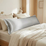 Taie de traversin en satin Gris argent - Vignette | Maison Cotolune