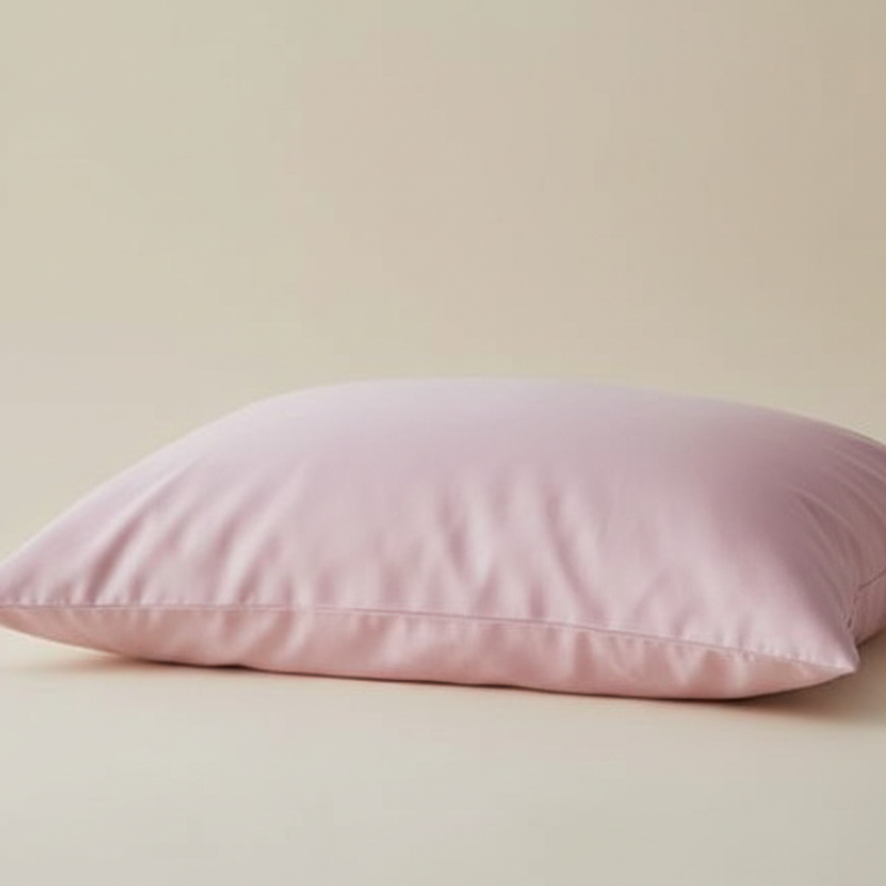 Taie d’oreiller en fibre de bambou rose présentée seule sur fond clair