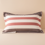 Taie d'oreiller en Flanelle Rayures Terracotta et Beige - Vignette | Maison Cotolune