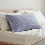 Taie d'oreiller Gaze de coton à rayure Bleu - Vignette | Maison Cotolune