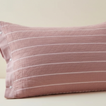 Taie d'oreiller Gaze de coton à rayure Rose - Vignette | Maison Cotolune