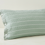 Taie d'oreiller Gaze de coton à rayure Verte - Vignette | Maison Cotolune