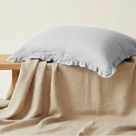 Taie d'oreiller à Volants en Lin Gris - Vignette | Maison Cotolune