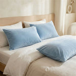 Taies d'oreiller velours Bleu ciel - Vignette | Maison Cotolune