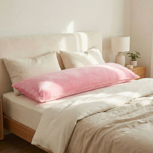 Taie de traversin en flanelle beige présentée seule sur fond clair