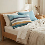 Taie d'oreiller en Flanelle Rayures turquoise - Vignette | Maison Cotolune