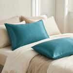 Taie d'oreiller en soie du mûrier 22 momme  Bleu Canard - Vignette | Maison Cotolune